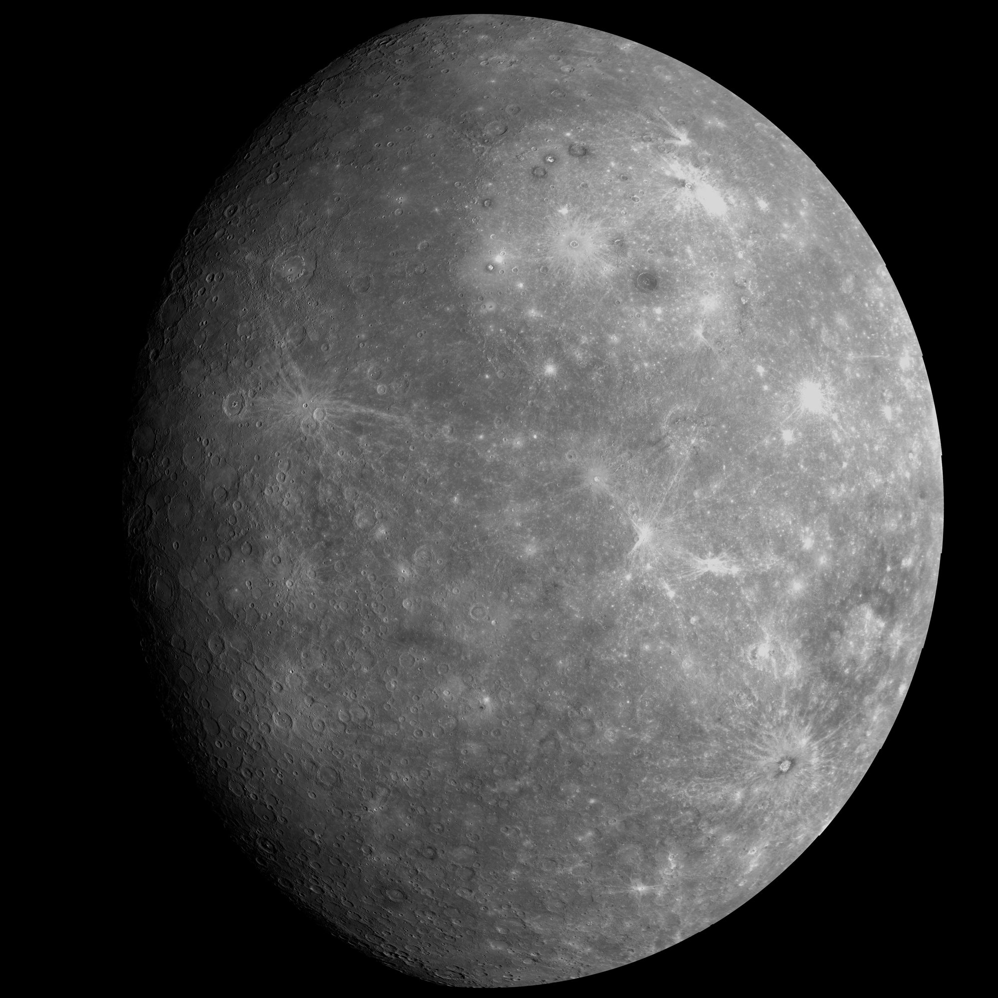 Mercury’s cratered surface in a mosaic from MESSENGER’s first flyby.