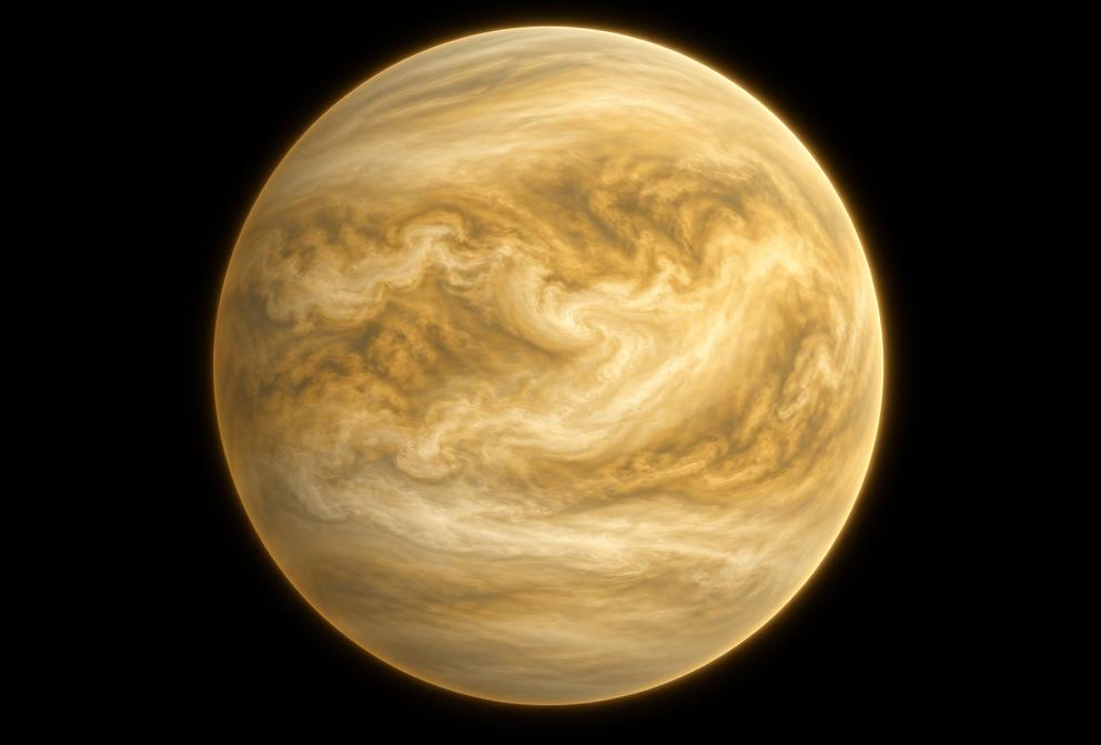 Illustration of the golden clouds of Venus